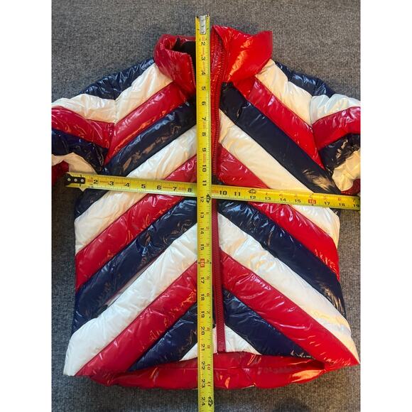 $600 Perfect Moment Womens Multicolor Mini Stripe Duvet Down Puffer Jacket Sz S - Picture 8 of 12